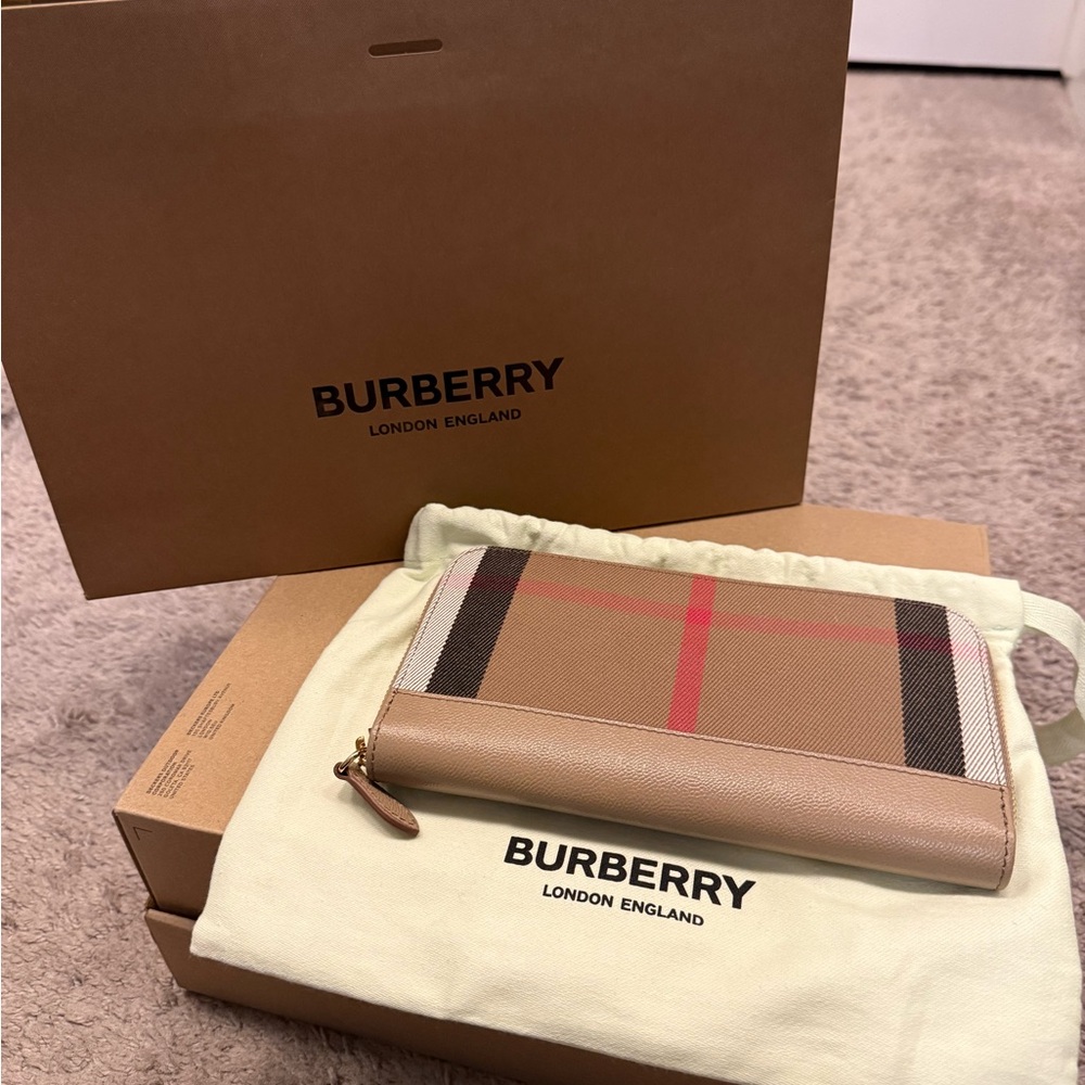 Burberry Tan Zip-Around Wallet